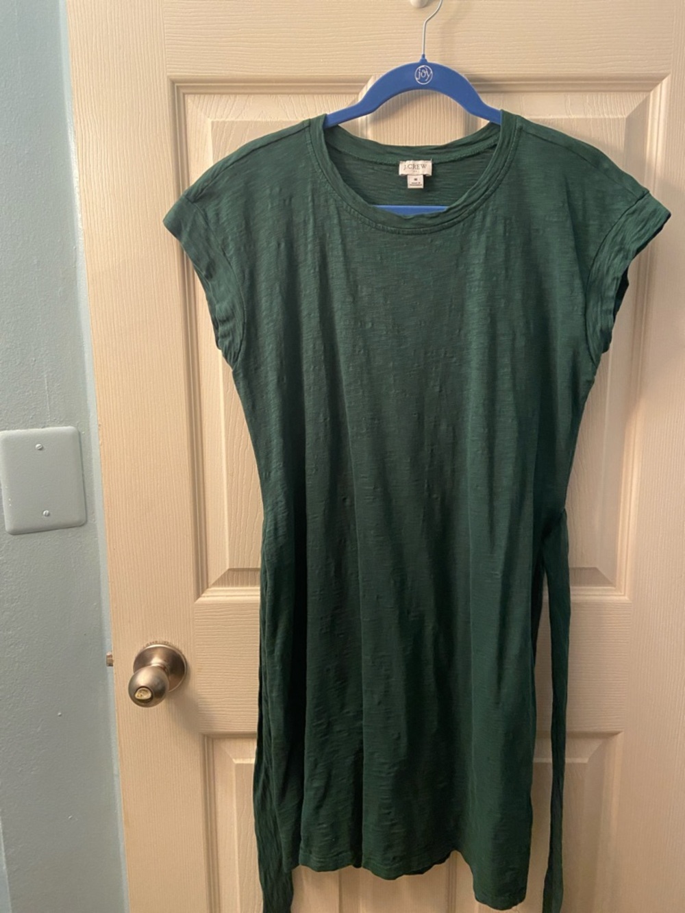 J. Crew Emerald Green Short Sleeve Tee Dress waist tie